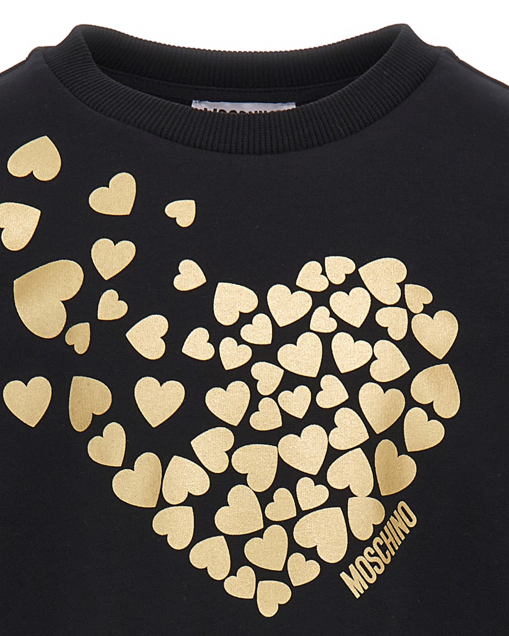 Moschino Kid abito nero in felpa con stampa e logo frontale