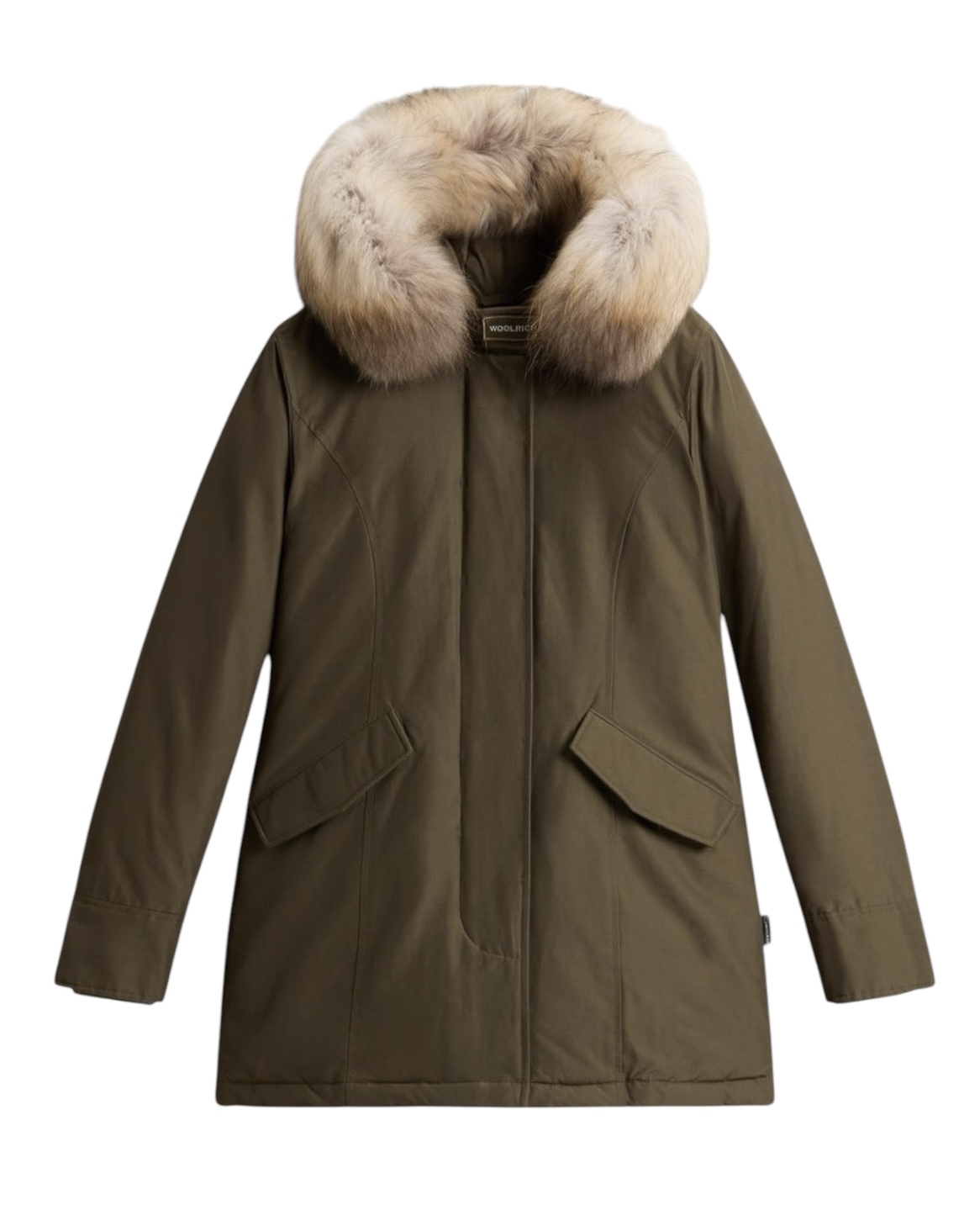 Woolrich artic parka verde con cappuccio bordato in pelo staccabile