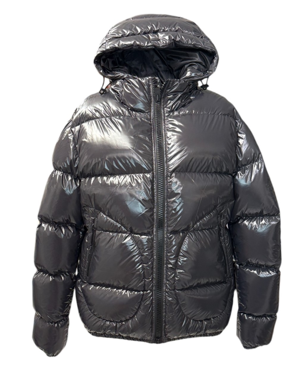 Herno uomo piumino bomber glossy grigio con cappuccio