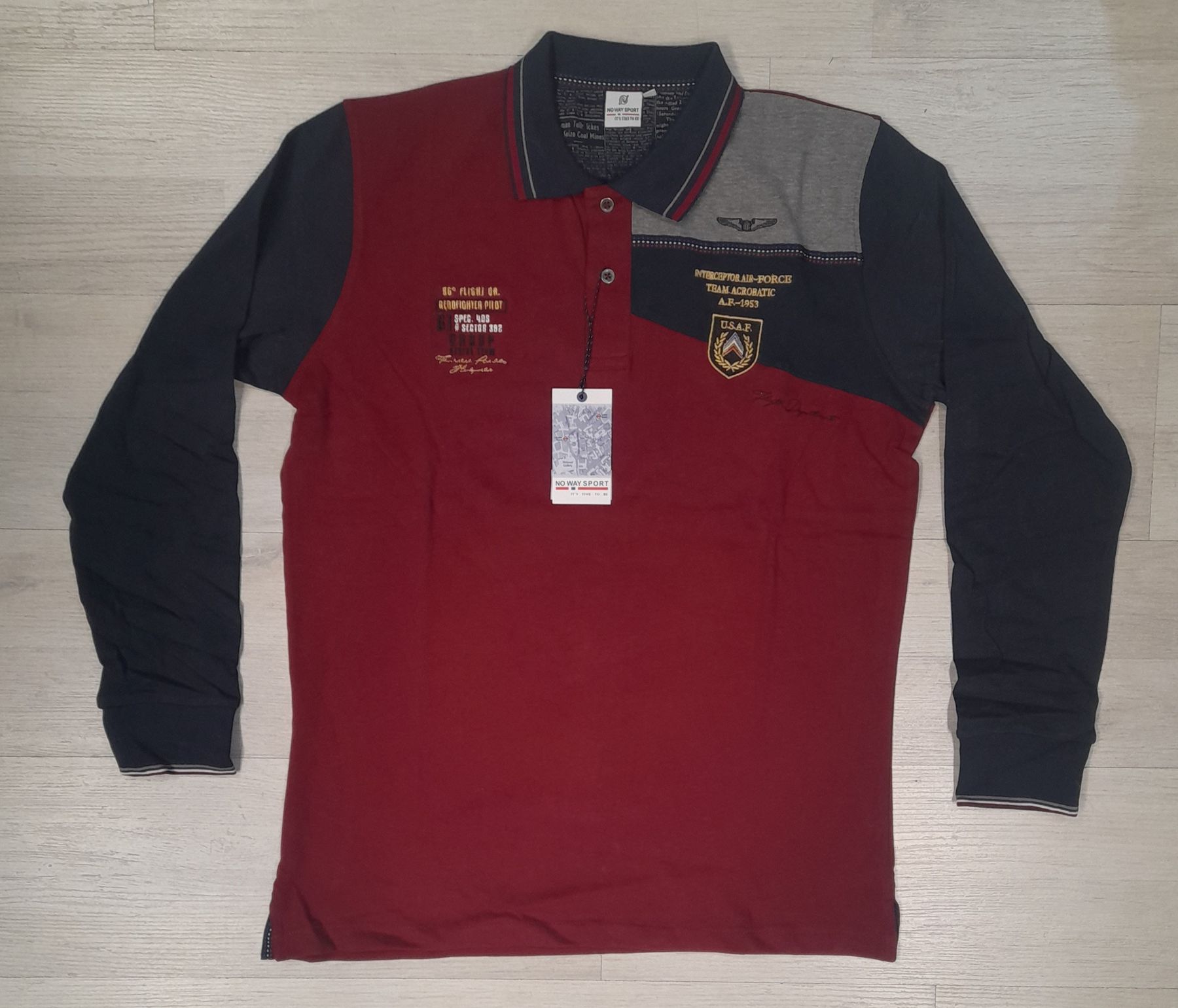 Polo manica lunga, bicolor No Way Sport articolo JR23828