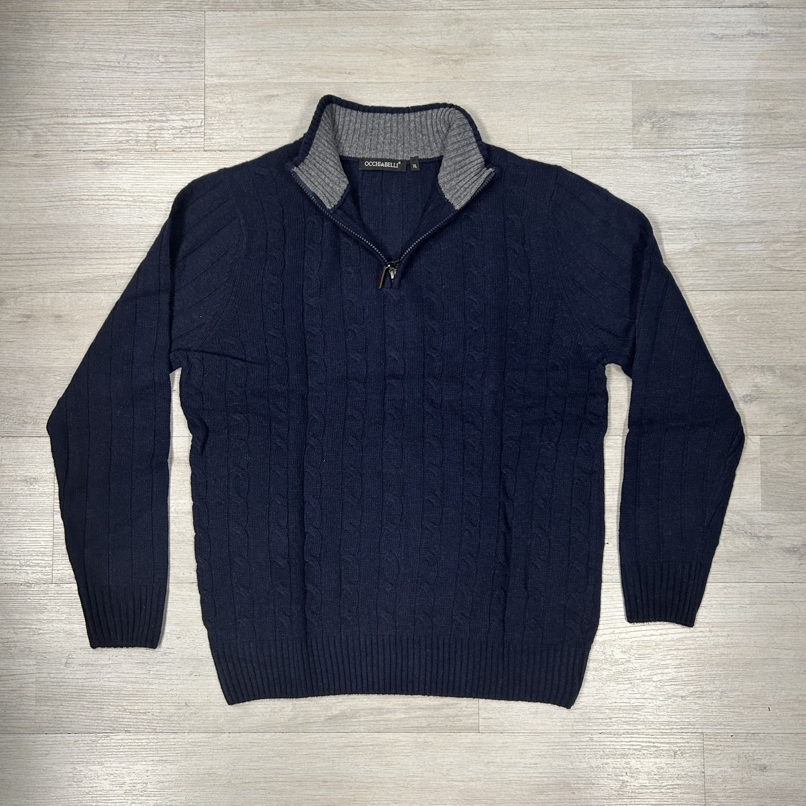Maglione uomo mezza zip in misto lana