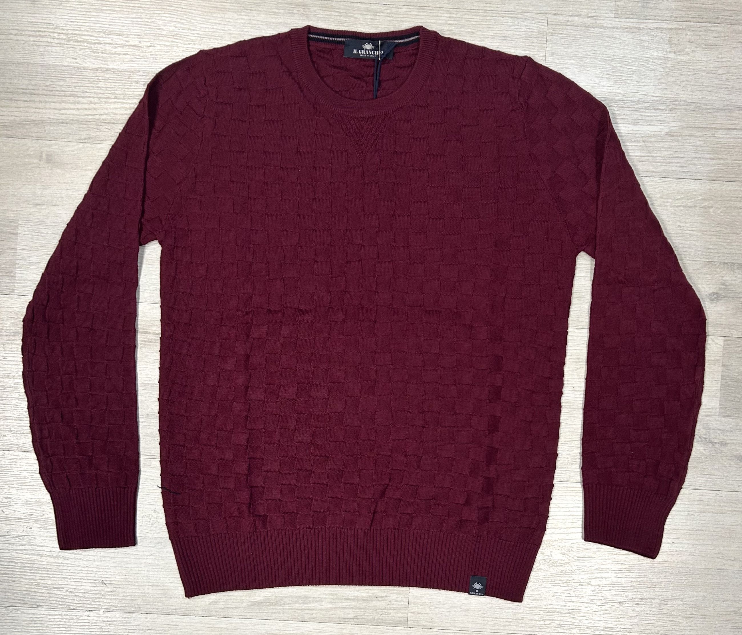 Maglione uomo Il Granchio invernale a girocollo con lavorazione a quadri