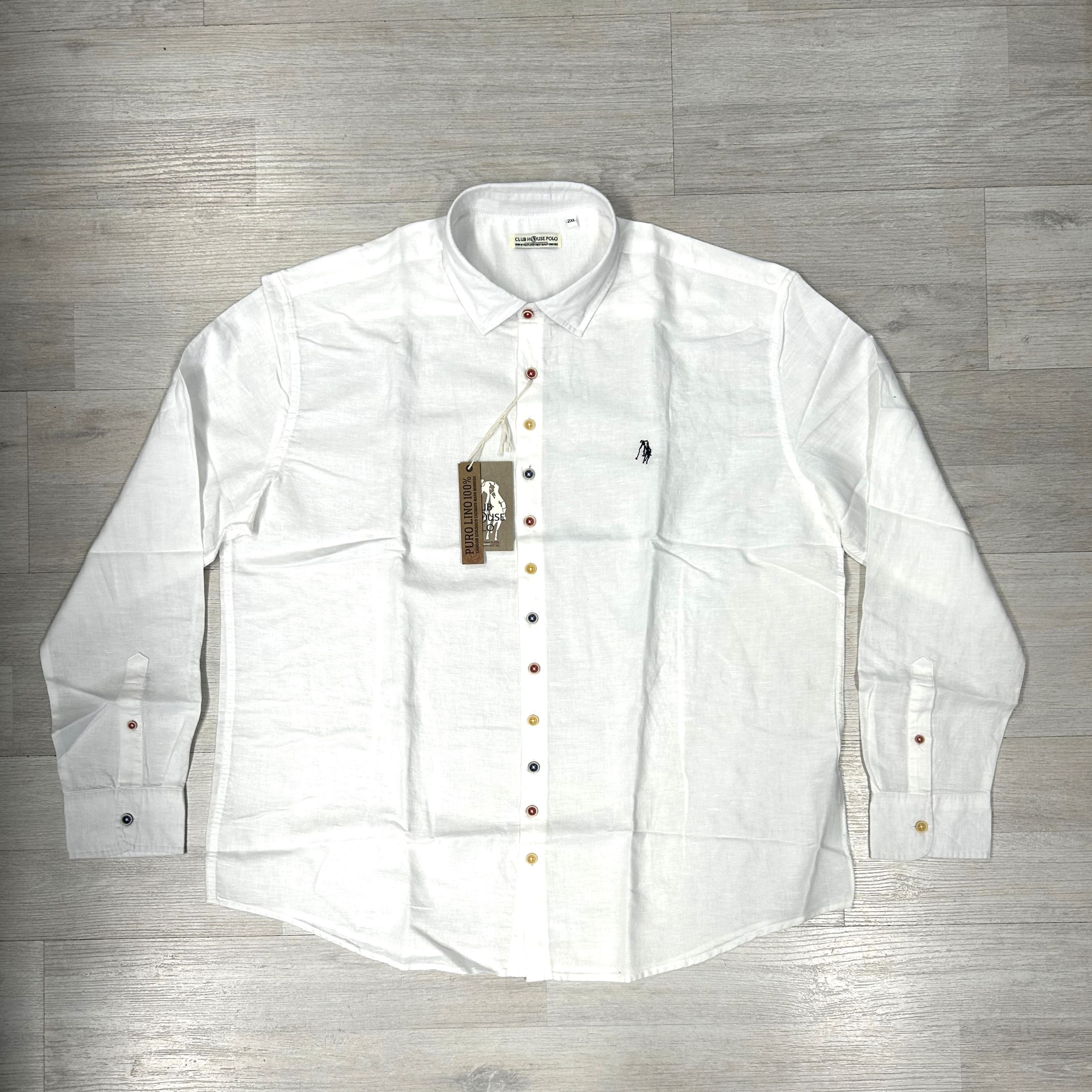 Camicia uomo 100% Lino leggera e traspirante - taglie grandi Club House Polo