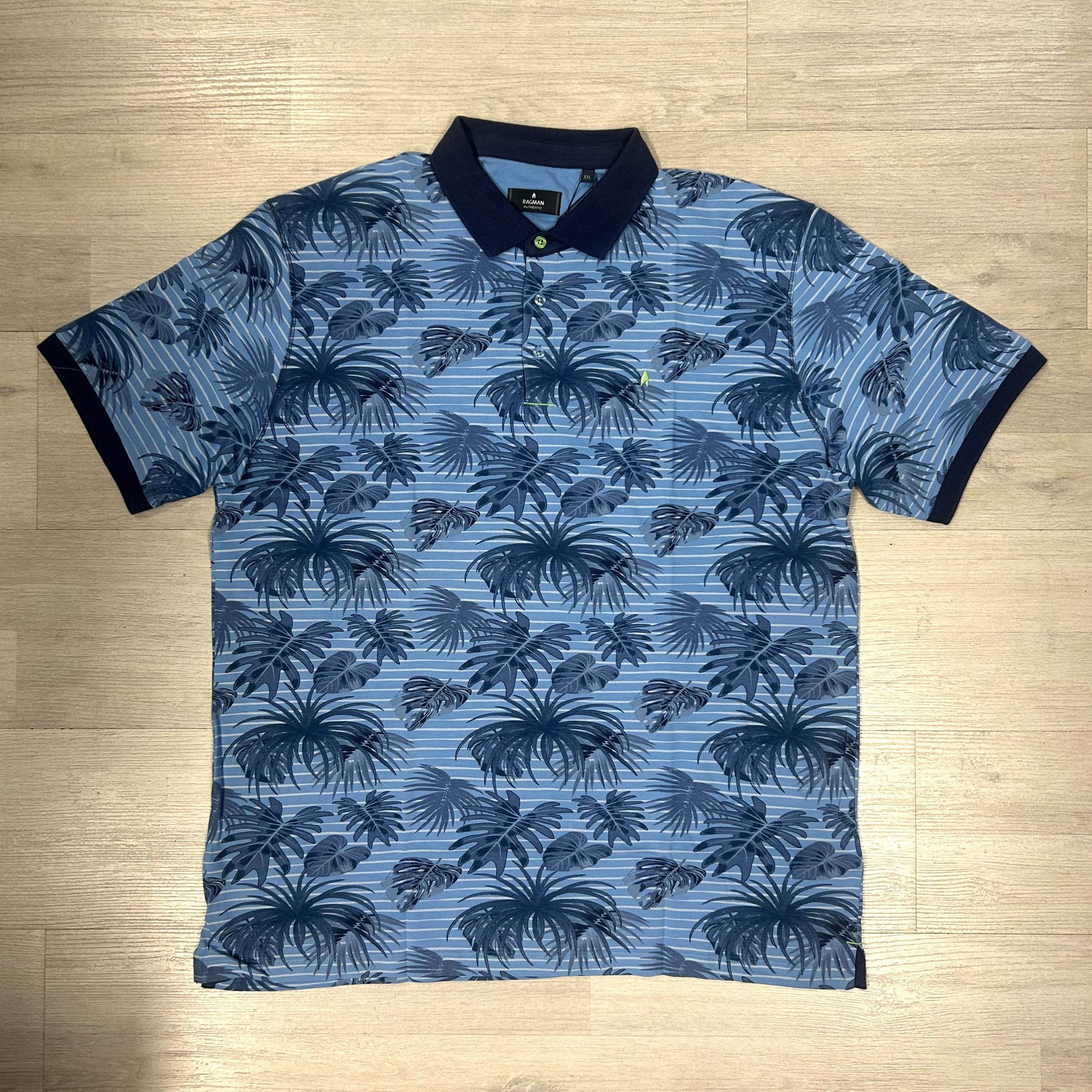 Polo uomo taglie grandi Ragman fantasia tropicale