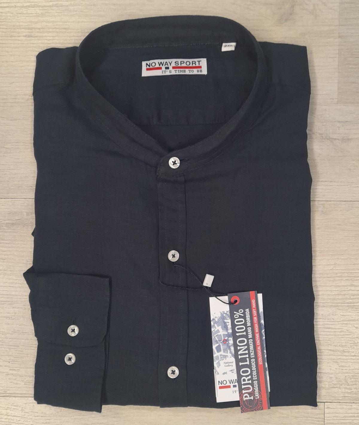 Camicia manica lunga con collo alla koreana 100% Lino No Way Sport articolo 20105/CONF