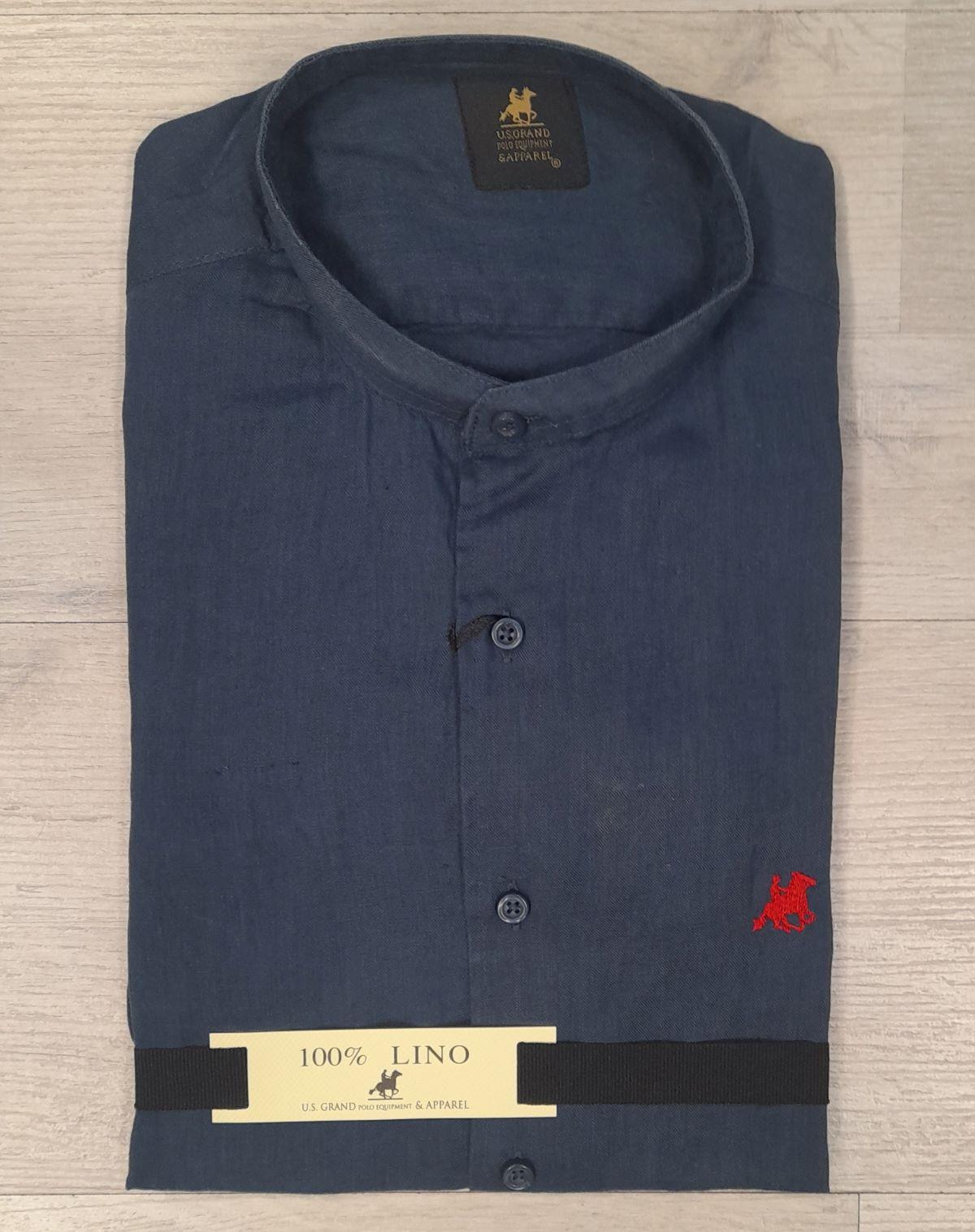 Camicia manica lunga con collo alla koreana 100% Lino U.S. Grand Polo articolo USC747