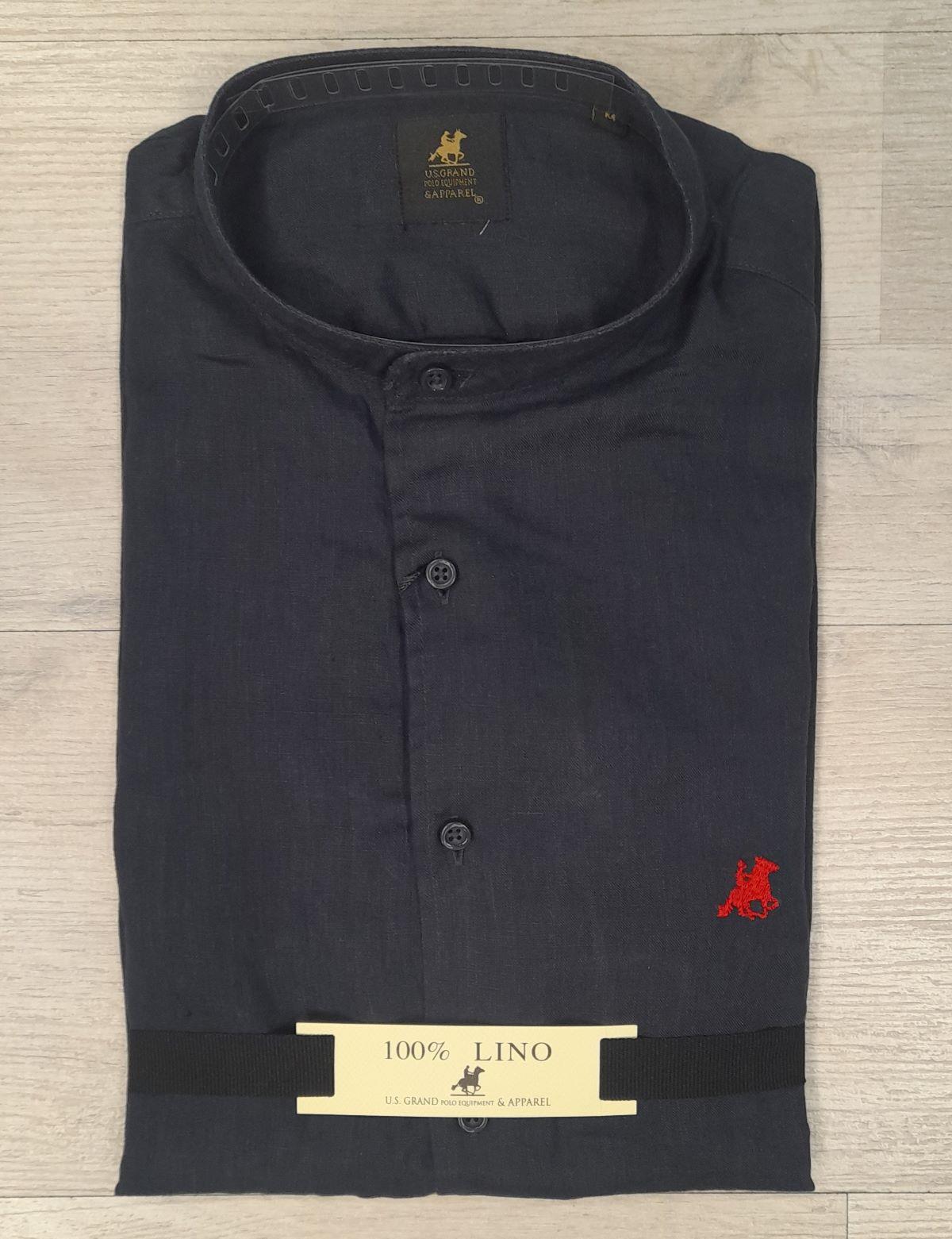 Camicia manica lunga con collo alla koreana 100% Lino U.S. Grand Polo articolo USC747