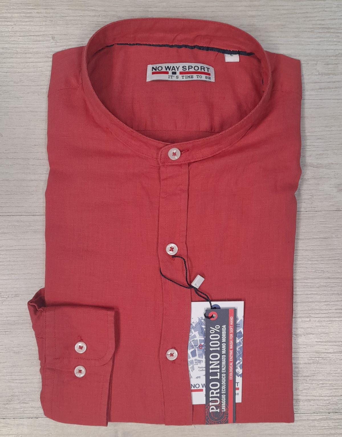 Camicia manica lunga con collo alla koreana  No Way Sport articolo 20105