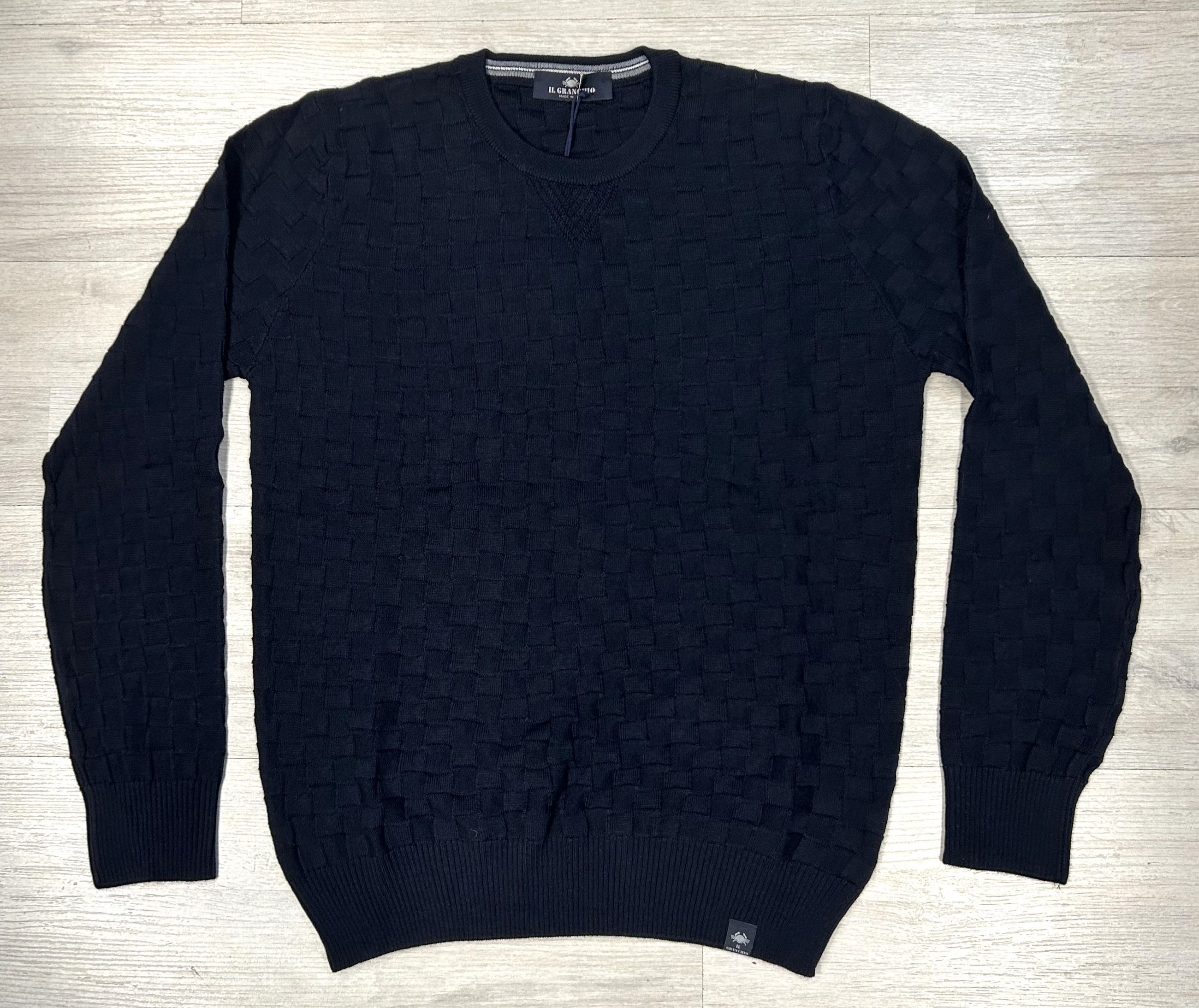 Maglione uomo Il Granchio invernale a girocollo con lavorazione a quadri