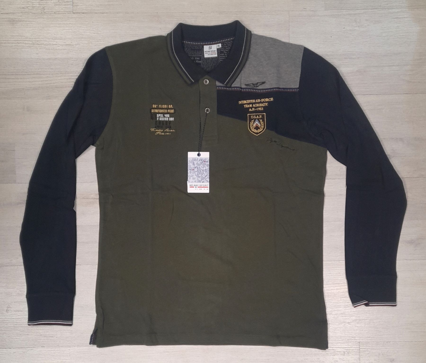 Polo manica lunga, bicolor No Way Sport articolo JR23828