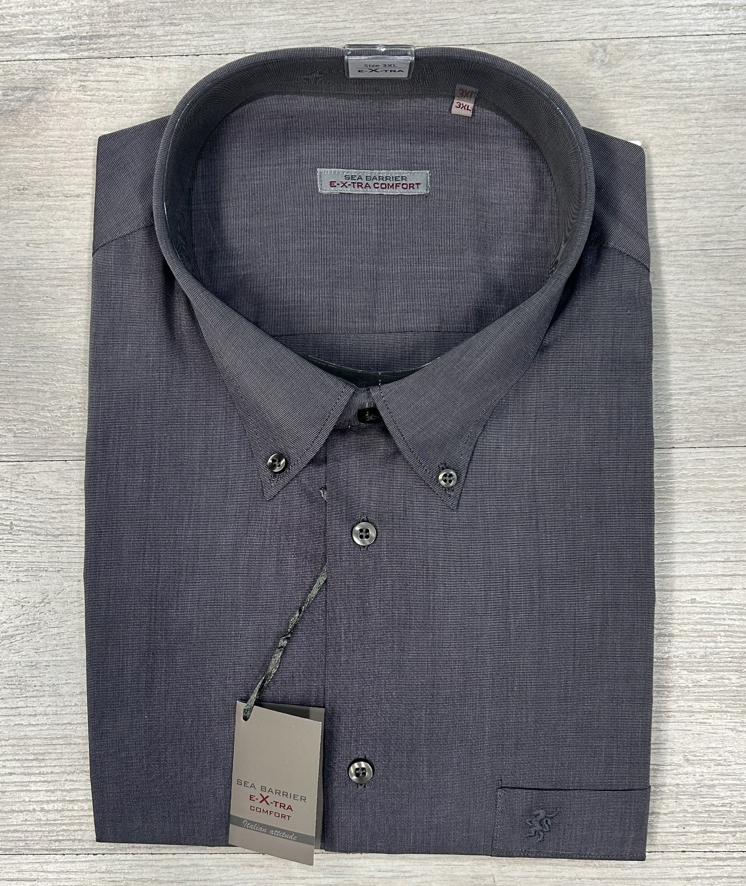 Camicia uomo taglie grandi Sea Barrier in cotone 100%-Manica lunga extra comfort