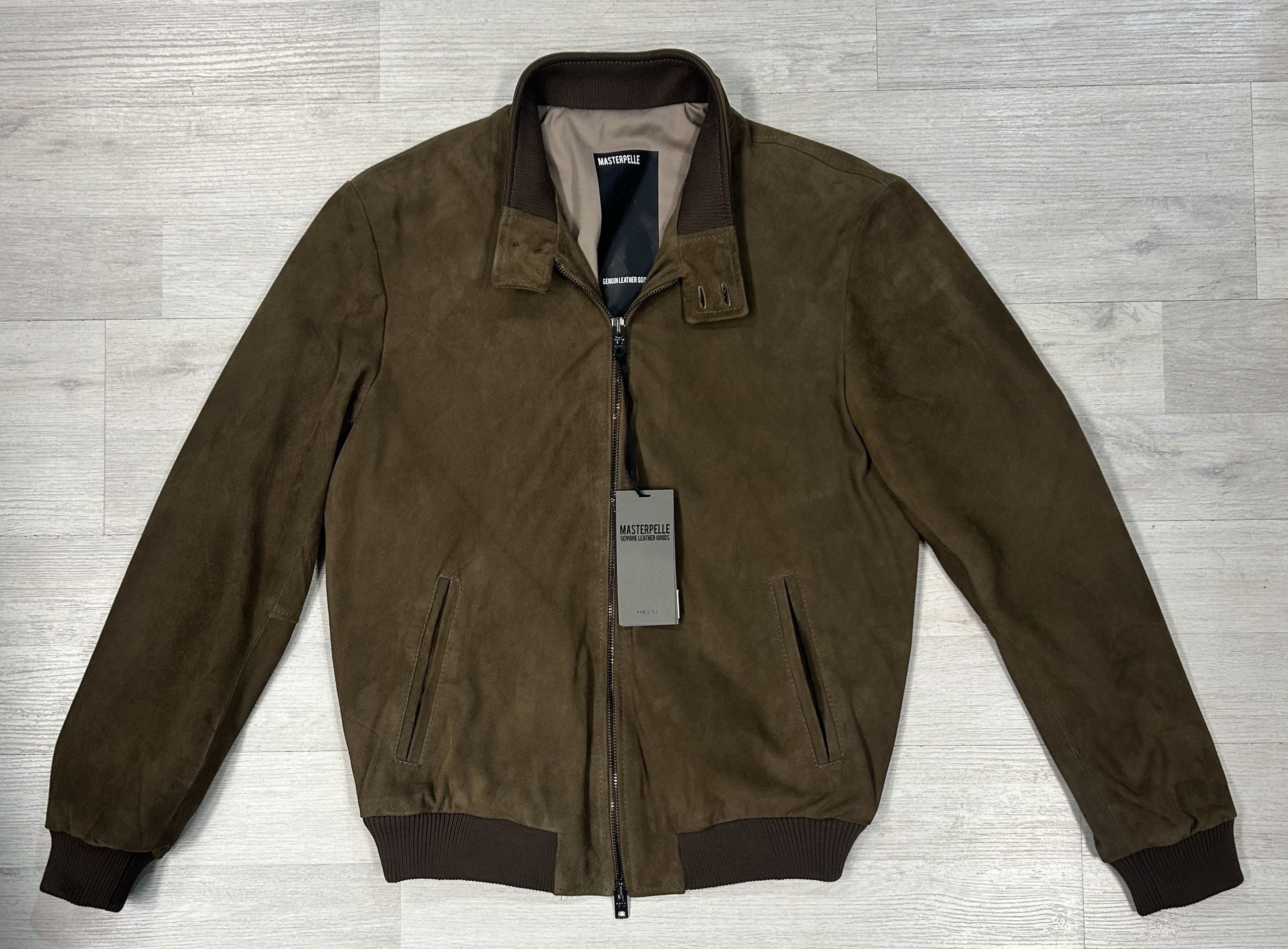 Bomber uomo in vera pelle effetto camoscio invernale