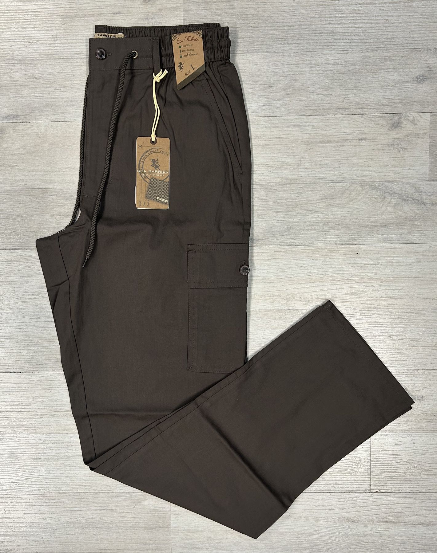 Pantaloni uomo cargo Sea Barrier in cotone con coulisse e tasconi