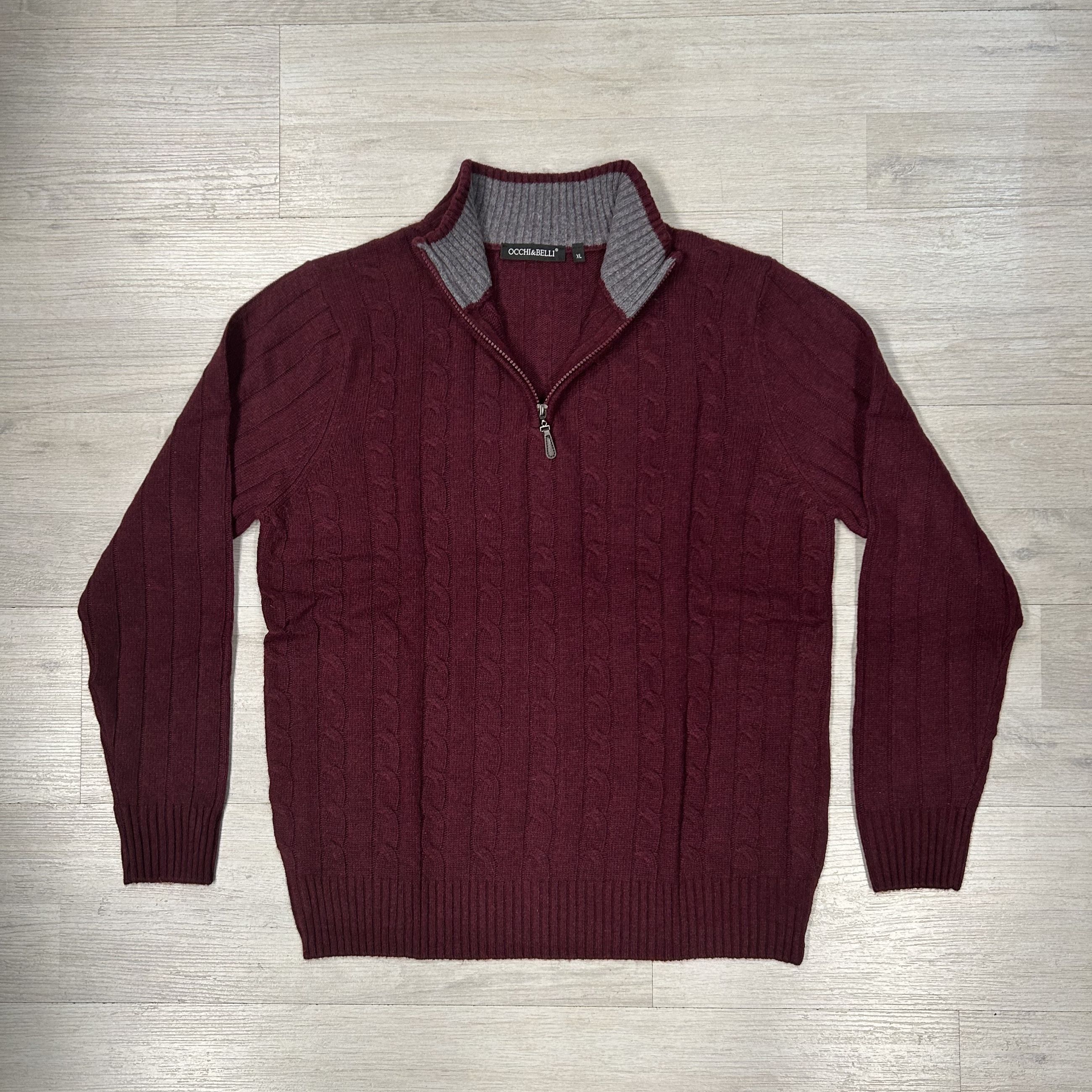 Maglione uomo mezza zip in misto lana