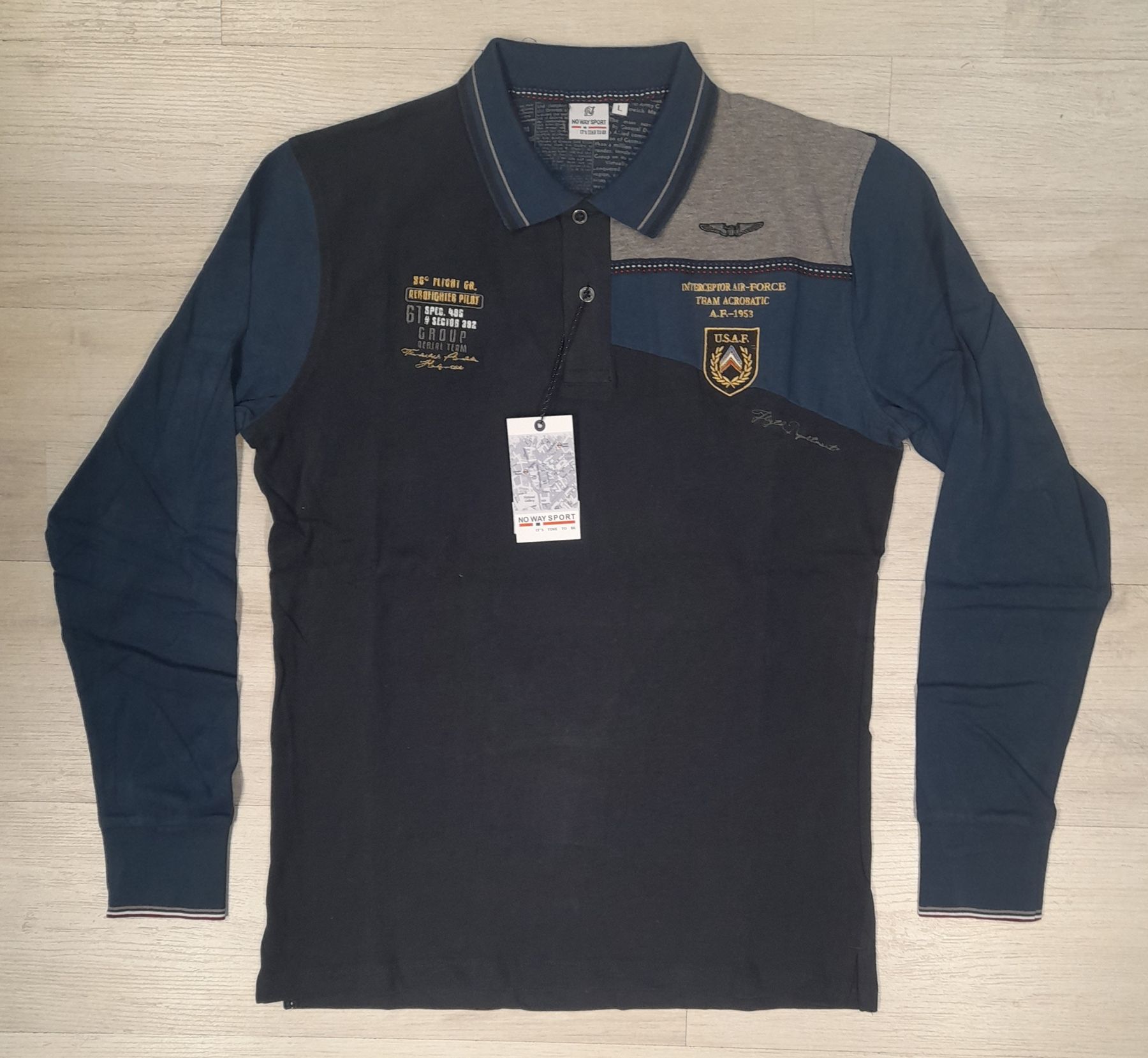 Polo manica lunga, bicolor No Way Sport articolo JR23828