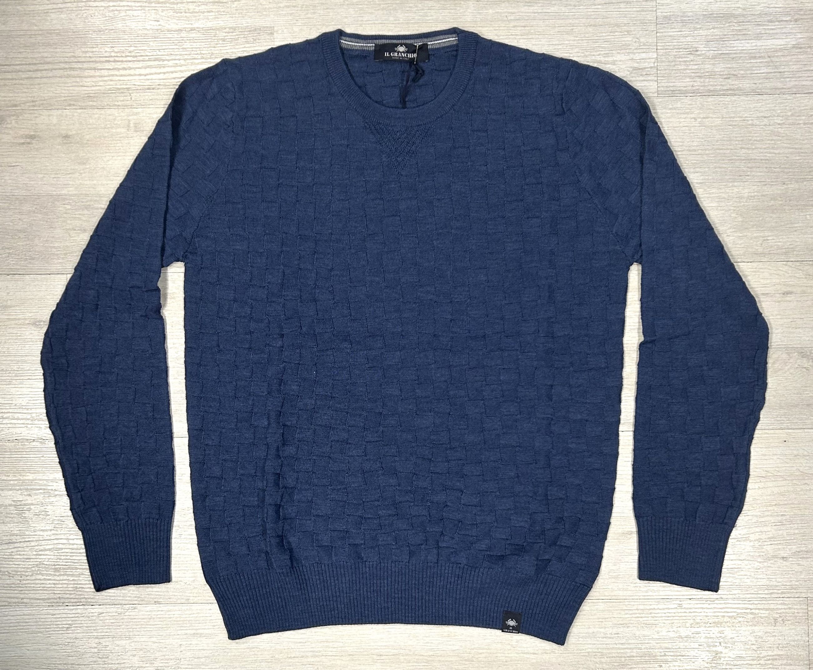 Maglione uomo Il Granchio invernale a girocollo con lavorazione a quadri