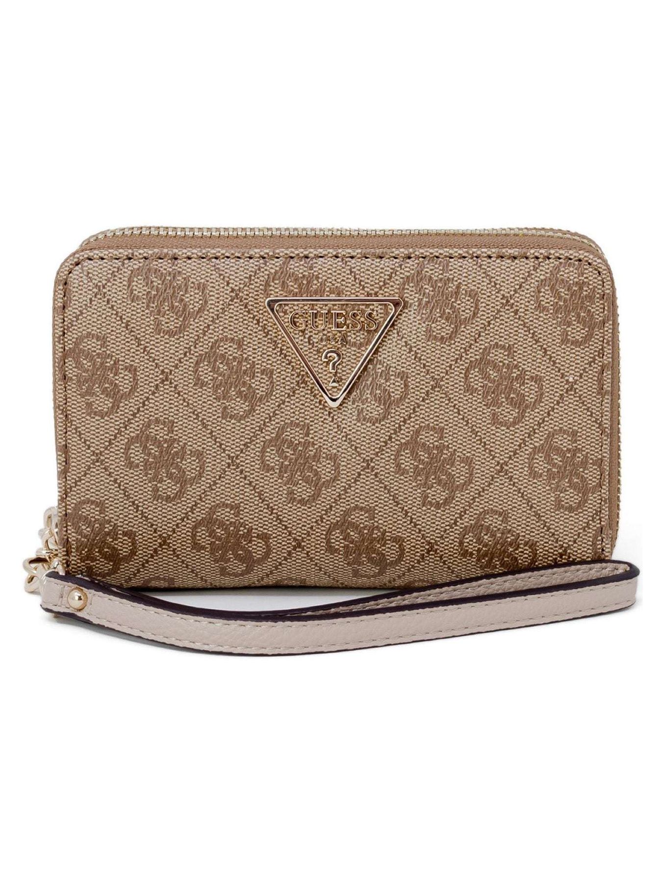 Guess Laurel Ii Slg Double Zip Organizer Latte Logo Wallet/tan Brown in
