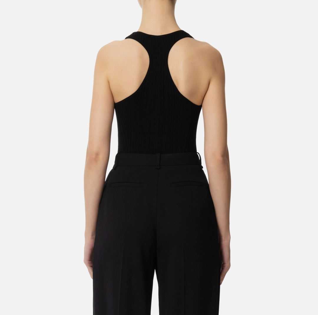 SHEIN Privé Top con manica a costine e collo a volant