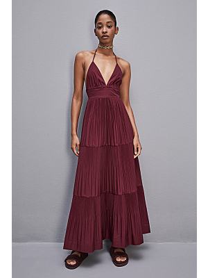 Patrizia Pepe Abito Plissè A Schiena Nuda 2A2776/A399 Lungo Alla