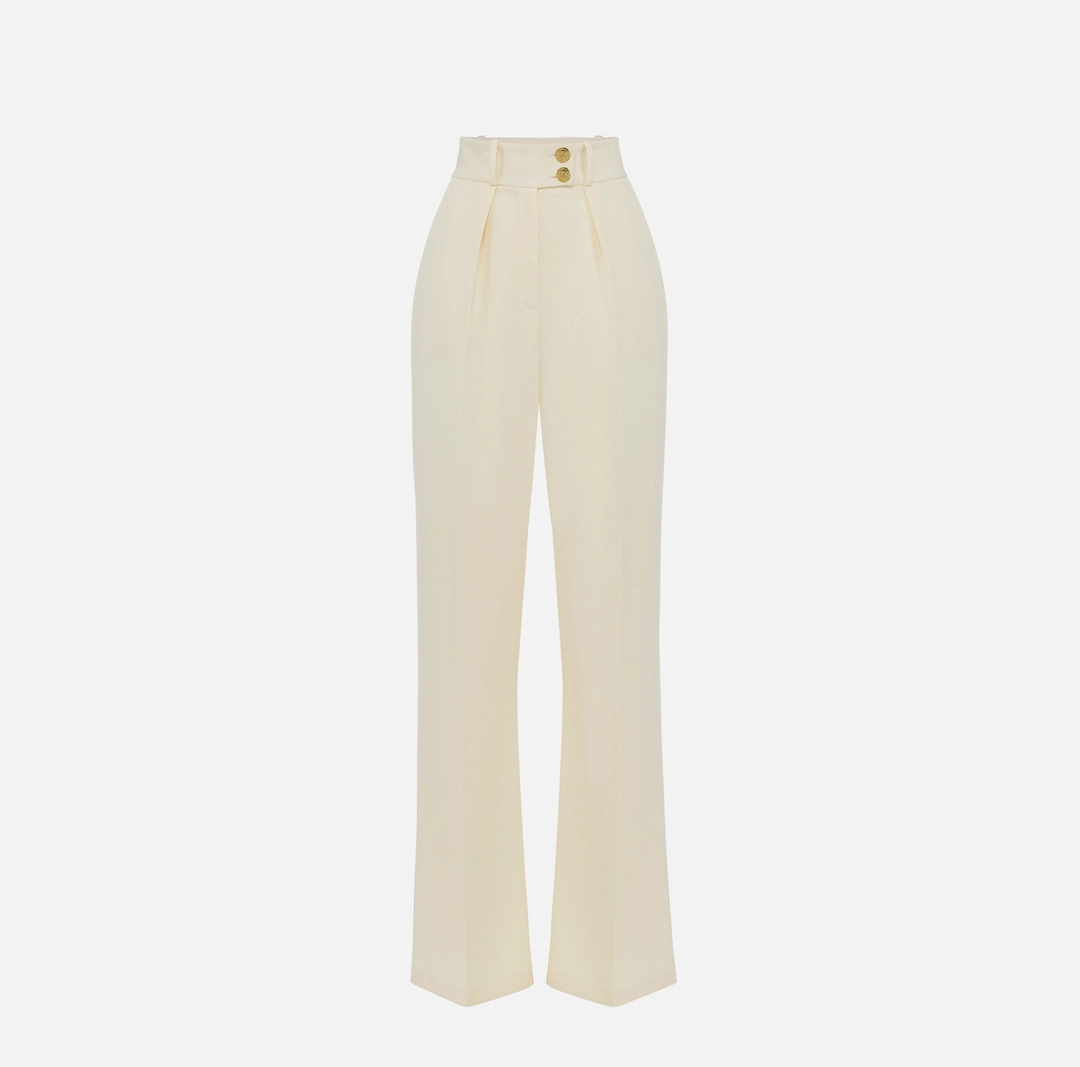 Elisabetta Franchi Pantaloni In Crepe PA06451E2 Fluido Con Bottoni