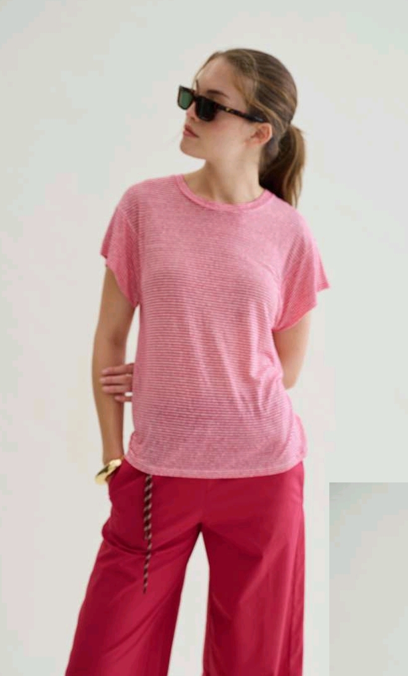 floor T shirt rigata manica corta ad aletta