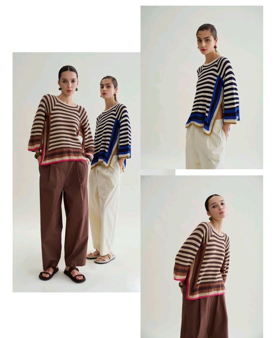 floor Maglia traforata con gioco di righe