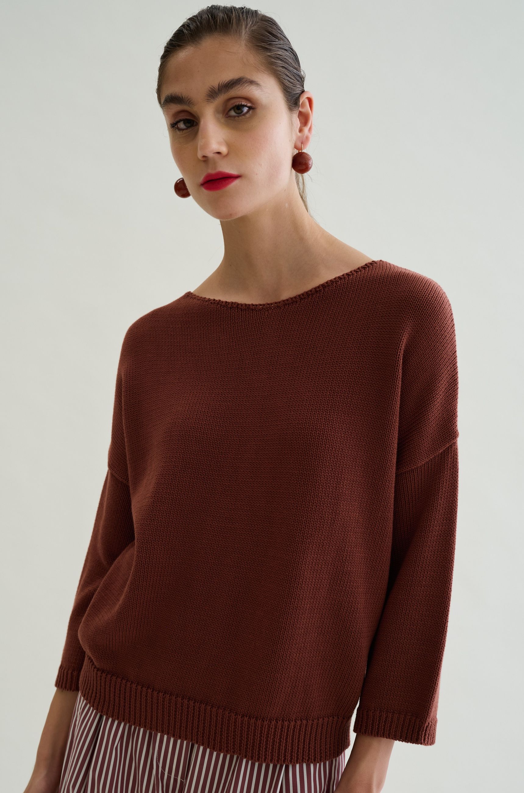 floor maglia barchetta manica 7/8 100% cotone