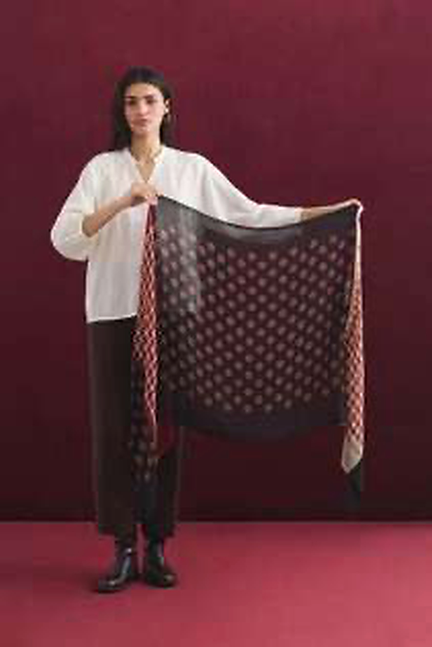 nice things paloma WOOL FOULARD BLACK POIS