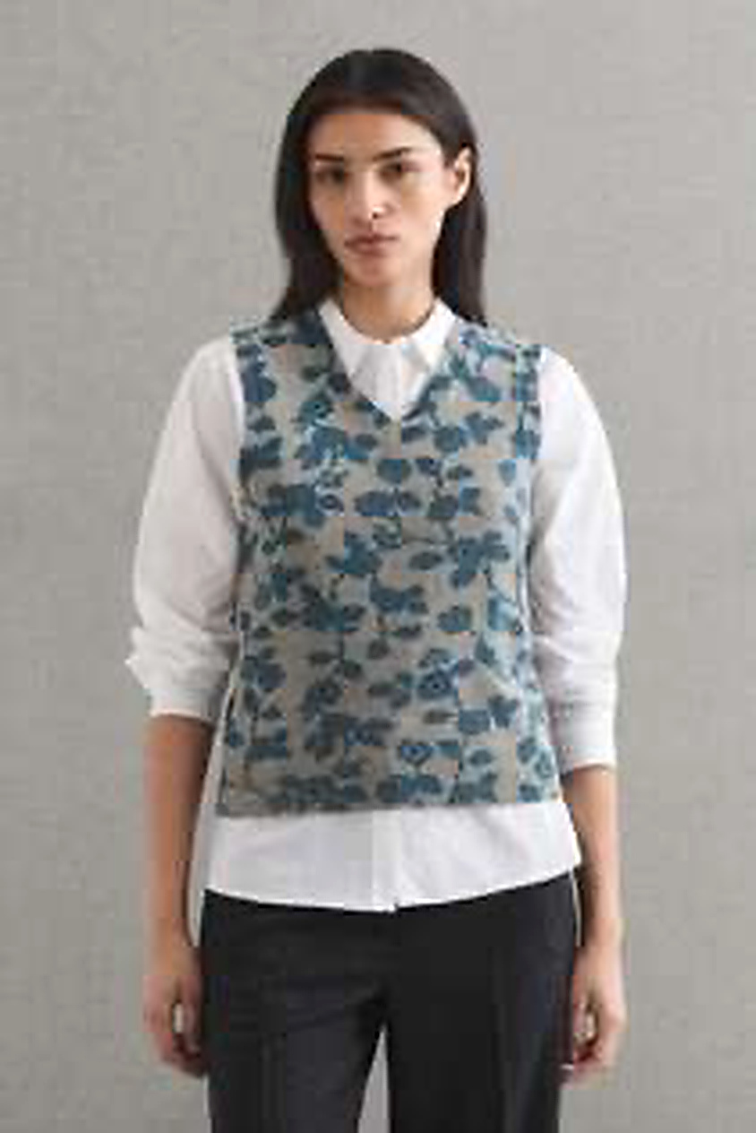 nice things paloma ROSE BRANCHES PRINTED VEST MELANGE GREY