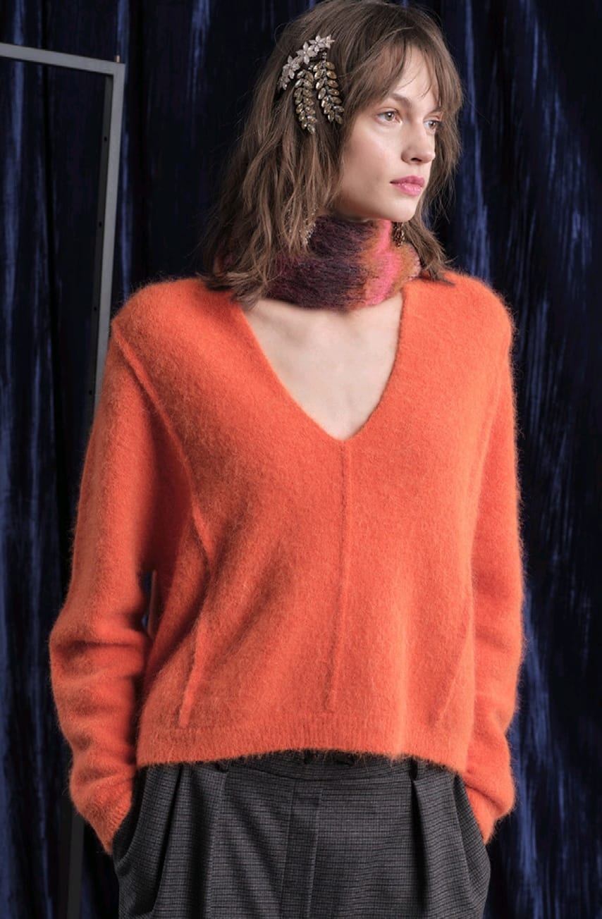 floor MAGLIA SCOLLO V CON NERVATURE ALPACA