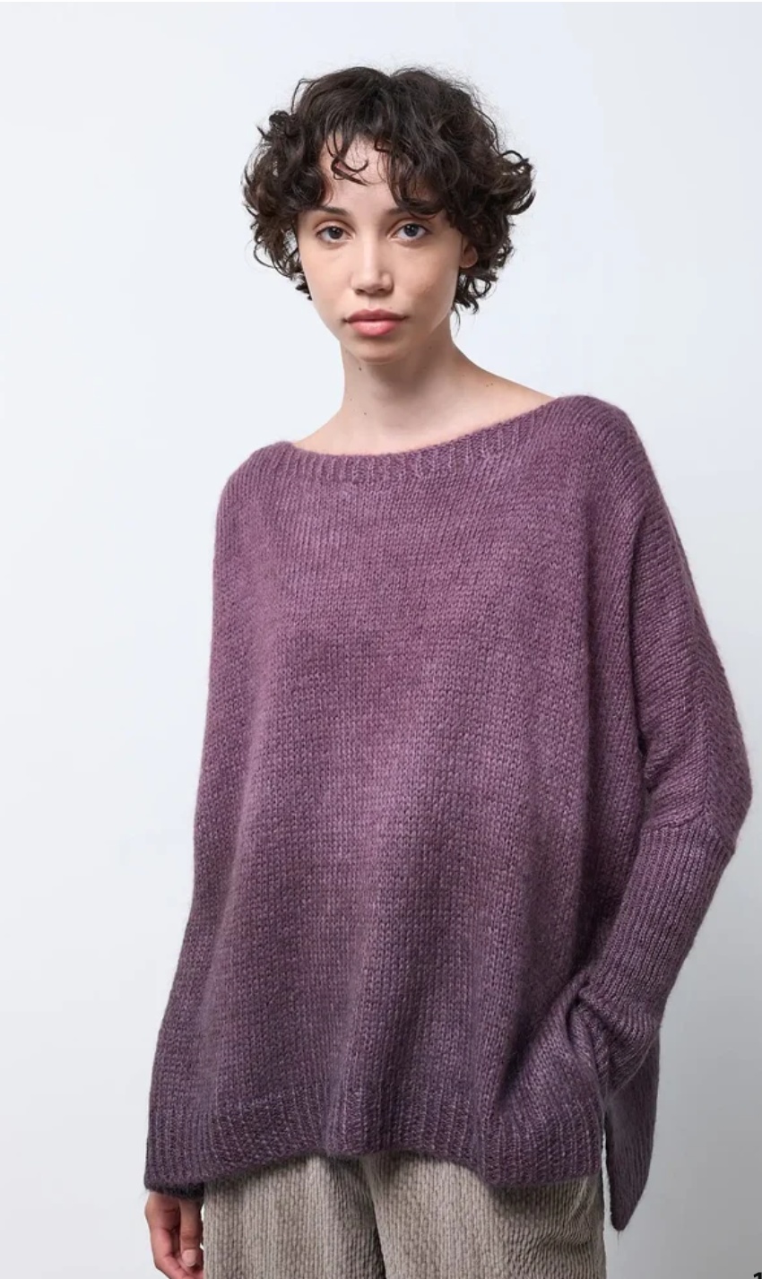 neirami MAGLIA SCOLLO BARCA MOHAIRSFUM. MALVA-FIG