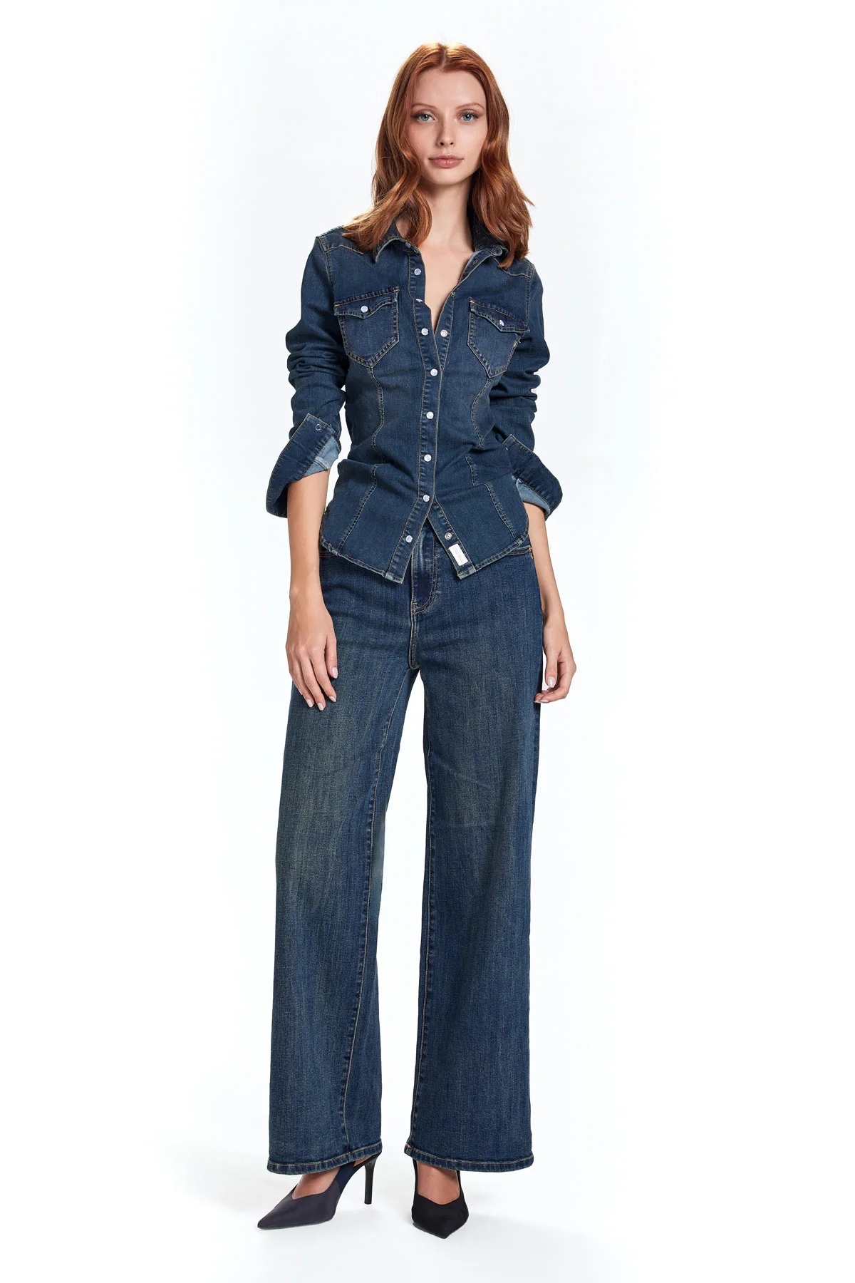 take two elisa denim wide leg lavaggio medio