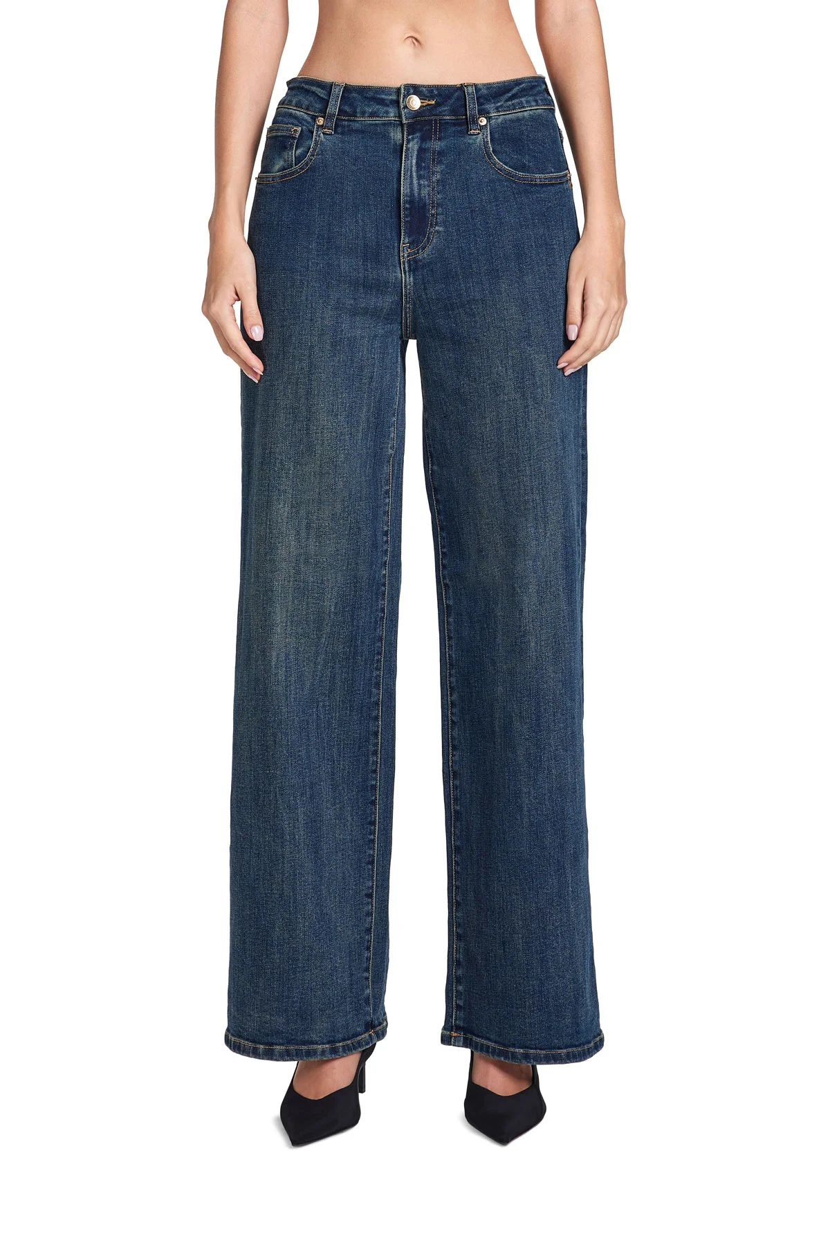 take two elisa denim wide leg lavaggio medio