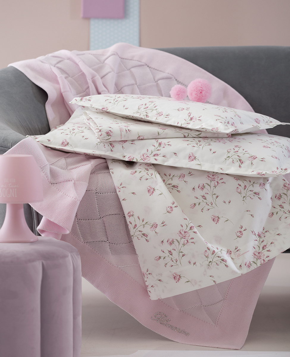 Completo lenzuola culla Lilibet in percalle di cotone stampato Blumarine