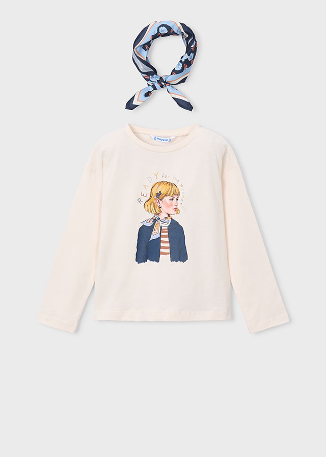 Mayoral T-shirt Con Foulard Bambine E Ragazze