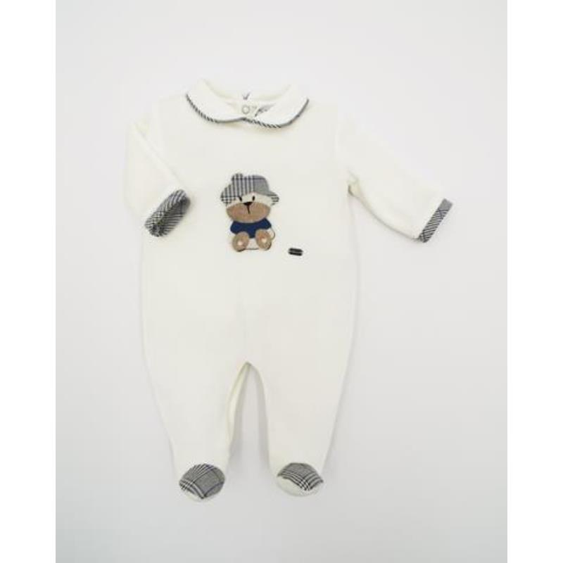 Tutina Neonato 0-3 Mesi Maschio ciniglia Salopette e Maglia Blu