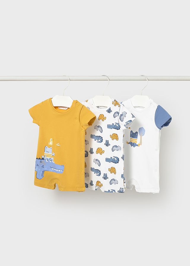 Mayoral Newborn Accessori Abbigliamento Set 3 Pagliaccetti Corti Corredino Bimbo