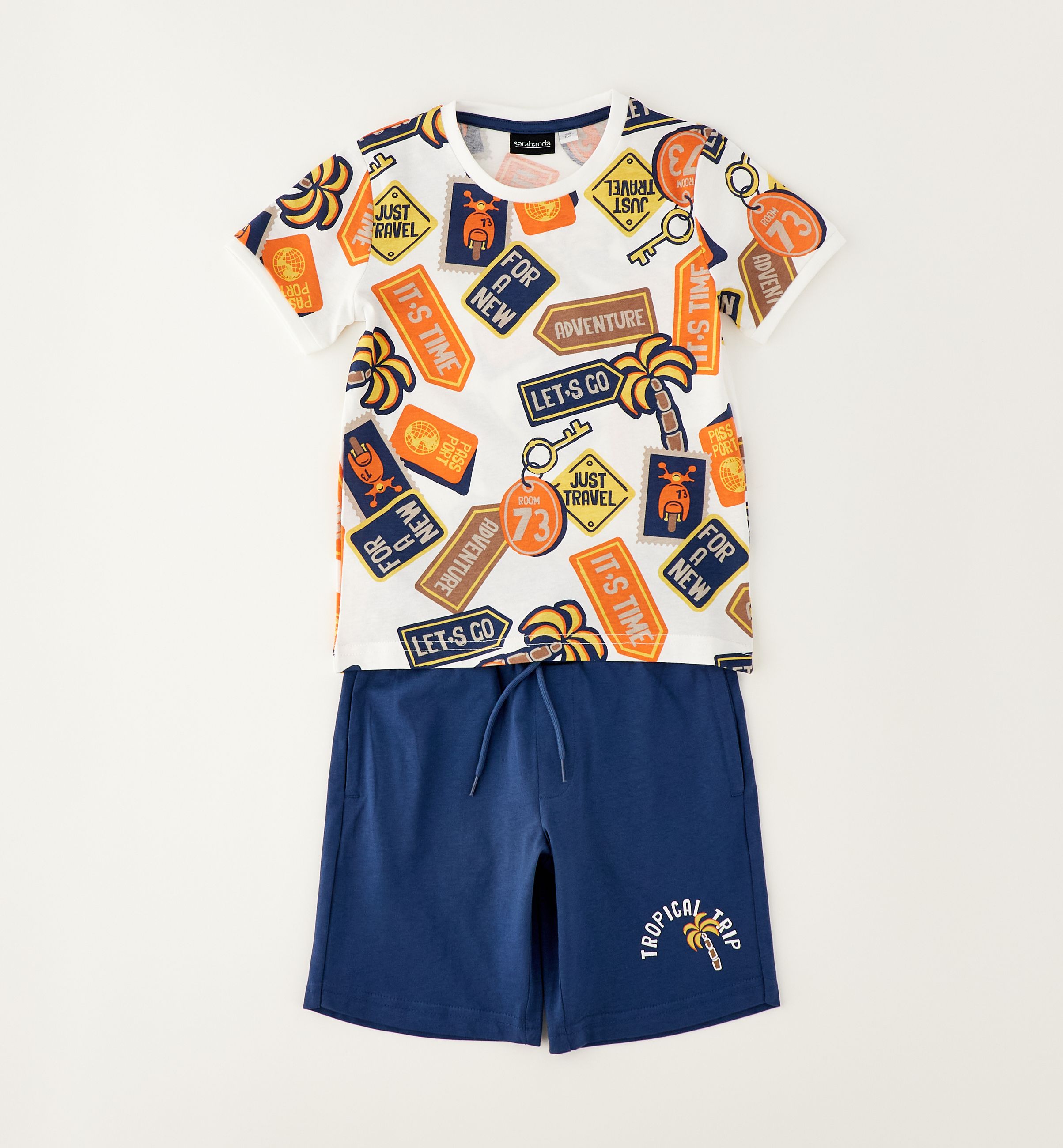 Sarabanda Completo Bermuda + T-shirt Bambini E Ragazzi