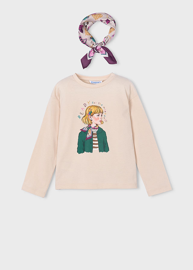 Mayoral T-shirt Con Foulard Bambine E Ragazze