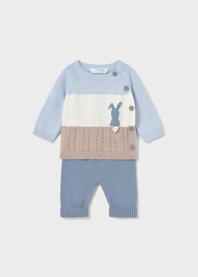 Completo Neonato Mayoral In Cotone – Pullover Girocollo Con Bottoni E Pantalone A Costine, Taglia 1-2 Mesi, Colore Nube