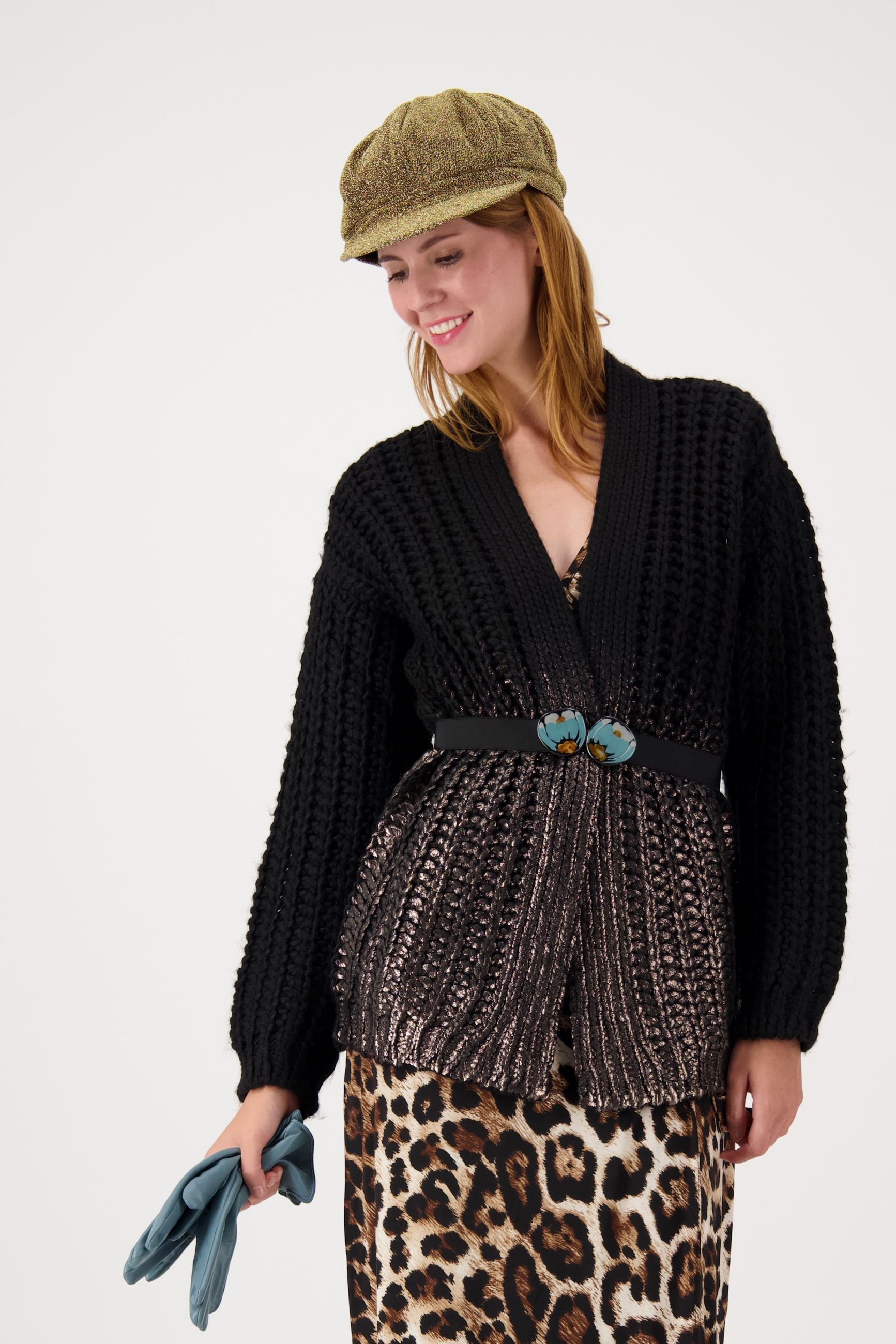 CROCHE' CR11465 CARDIGN SPALMATO BLACK