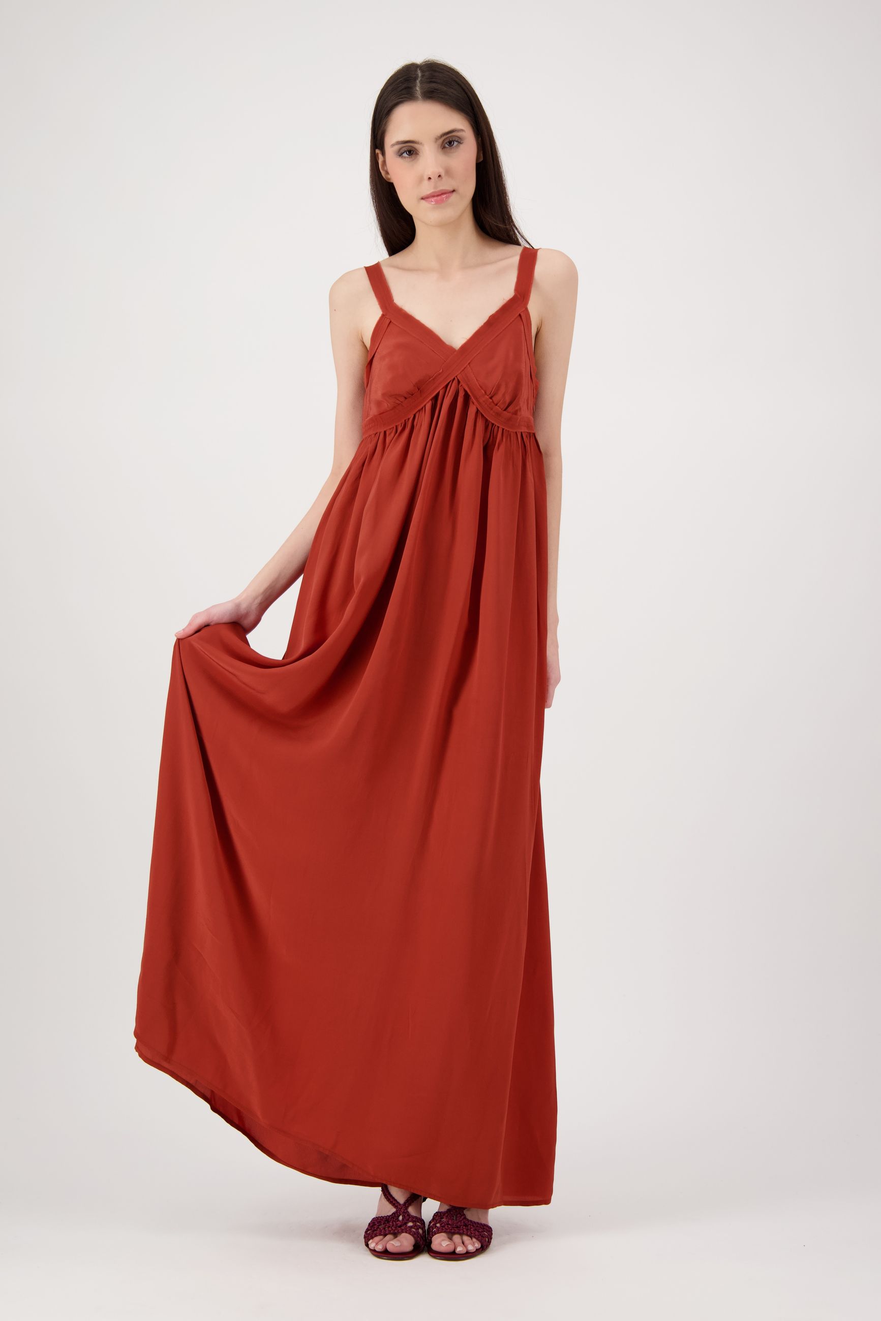 ESSENTIEL ANTWERP JACOBEAN DRESS BURNED RED