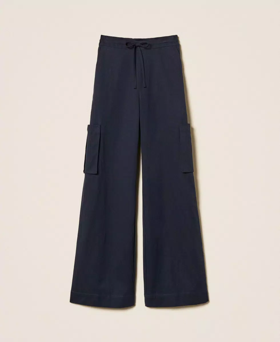 TWINSET PANTALONE CARGO IN GABARDINA