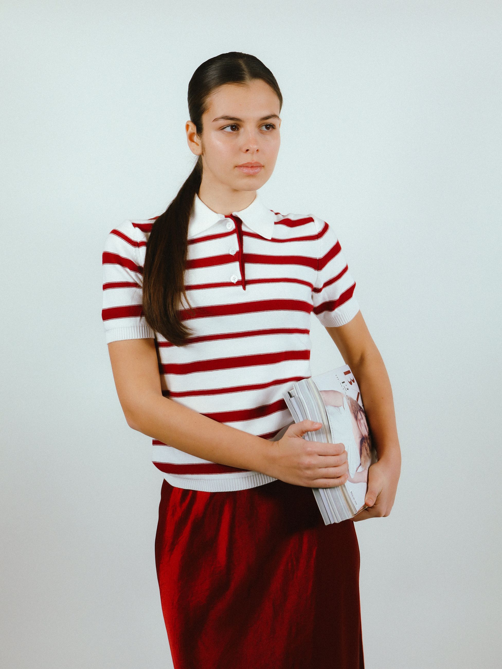 MM Max Mara POLO A MANICHE CORTE A RIGHE