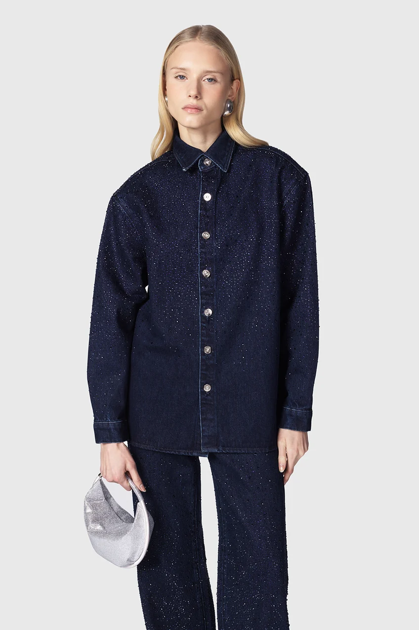 TWENTYFOURHAITCH CAMICIA OVER CON STRASS