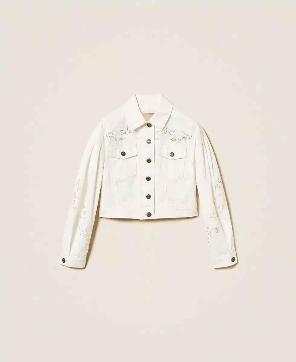 TWINSET GIACCA IN BULL CON RICAMO