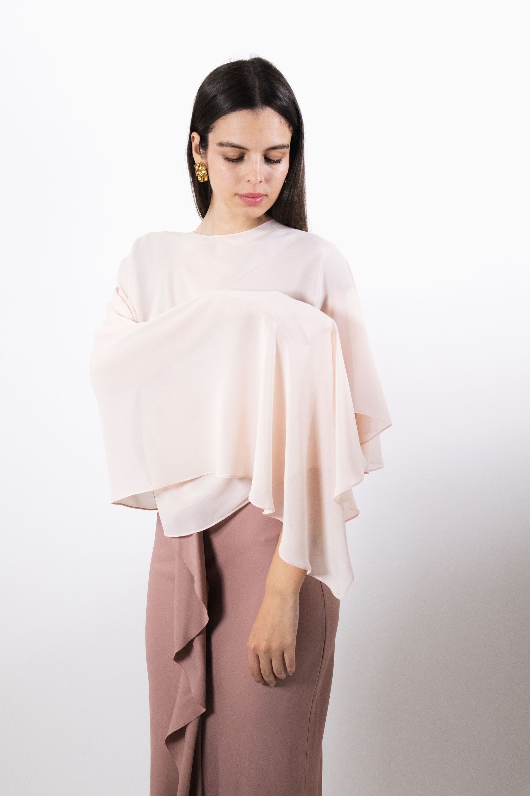 PATRIZIA PEPE PONCHO IN GEORGETTE ASIMMETRICO