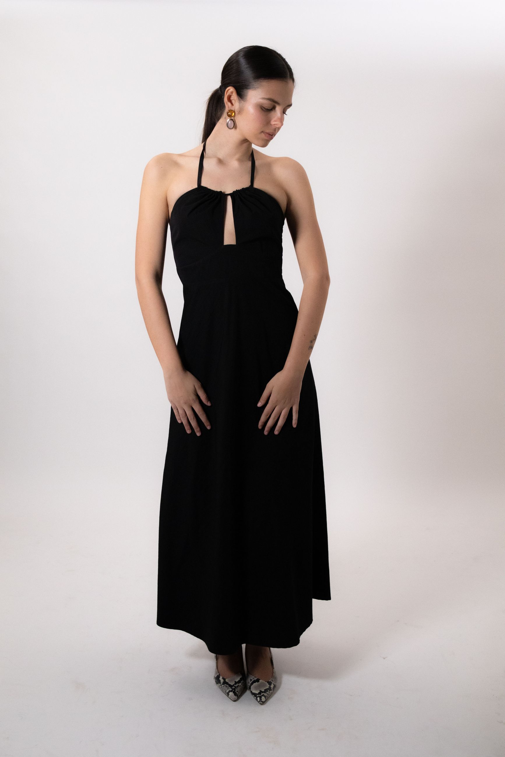 Cristinaeffe ABITO NERO CON SCOLLO A GOCCIA