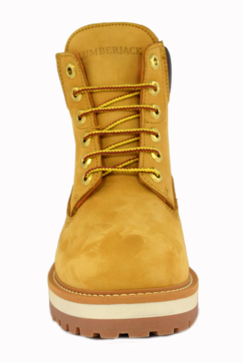 Stivaletti Alla Caviglia Donna Lumberjack - Pelle Scamosciata Gialla, Tacco Basso 3cm, Chiusura Con Stringhe - 3