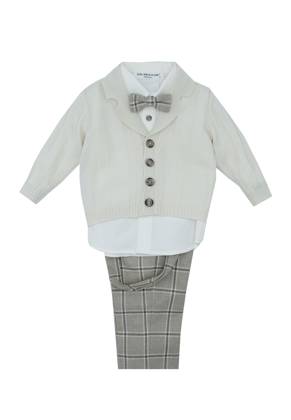 Colorichiari Neonato Completo Cardigan E Camicia Panna, Pantalone